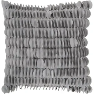Art of Knot Channing Hand Crafted Circle Fringe Texture Decorative Pillow with Poly Filler, Gray