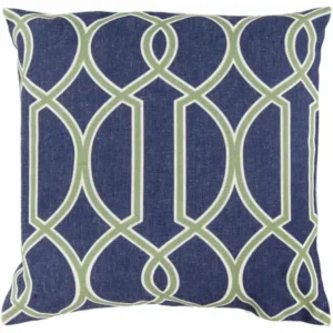 Art of Knot Bentley Hand Crafted Geometric Trellis Decorative Pillow with Poly Filler, Cobalt