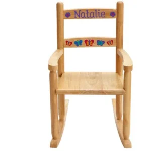 Personalized Wooden Rocking Chair with Butterfly Design