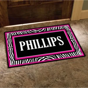 Personalized Zebra Last Name Doormat, 24" x 36"