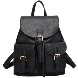 Womens Soft Leather Drawstring Backpack Cute Schoolbag Shoulder Bag Book Bags for Girls
