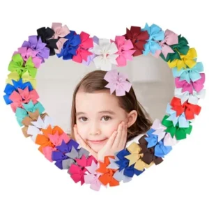 Hair Bows Clips,Coxeer Ribbon Bow Hair Clip Pure Color Hairpin Hair Accessories For Baby Girls Kids Teens Toddlers Children 40Pcs