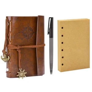 Journal Notebook, Coxeer Leather Writing Sketchbook Vintage Daily Notepad School Supplies Writing Notebook with Pen & Blank Interleaves