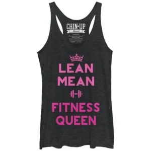 Women's CHIN UP Lean Mean Fitness Queen Racerback Tank Top Black Heather