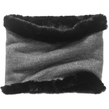 Women's Cold Weather Reversible Cowl Scarf with Fur