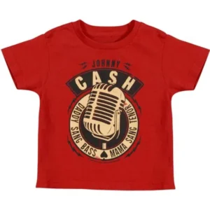 Johnny Cash Boys' Tenor Childrens T-shirt Red