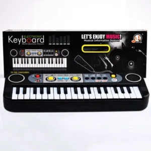 37 Key Kids Small Electronic Keyboard Piano Musical Toy Mic Records for Children Music Education - Black