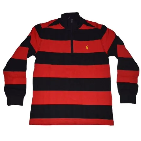 Polo Ralph Lauren Boys Half Zip Pullover Sweater Red Black