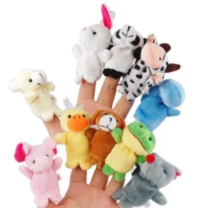 10pcs Cartoon Animal Finger Puppets Soft Velvet Dolls Props Toys