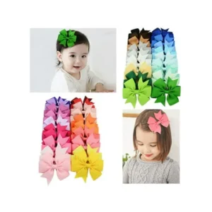 Kids Hair Clips, Coxeer 40Pcs Ribbon Bow Hair Alligator Clips Multicolor Hairpin Hair Accessories For Baby Girls