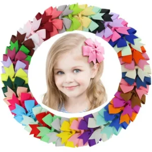 Girls Hair Bows, Coxeer Ribbon Bow Hair Clip Colorful Hairpin Hair Accessories For Baby Girls Kids Toddlers 40Pcs