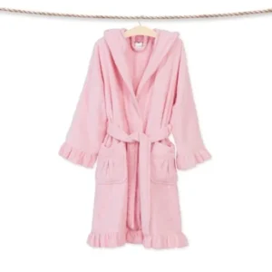 Linum Sweet Kids Ruffled Turkish Cotton Hooded Terry Bathrobe