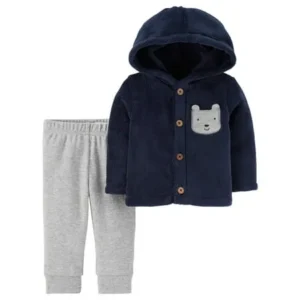 Child of Mine by Carter's Baby Boy Sherpa Hooded Cardigan & Pants, 2pc Outfit Set
