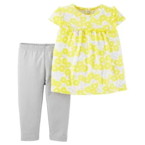 Baby Girl Short Sleeve Tunic & Leggings, 2pc Outfit Set