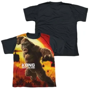 Kong Skull Island Kong Attacks Officially Licensed Black Back Sublimation Youth T Shirt