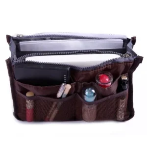 HDE Expandable 11 Pocket Large Handbag Insert Purse Organizer with Handles (Brown)