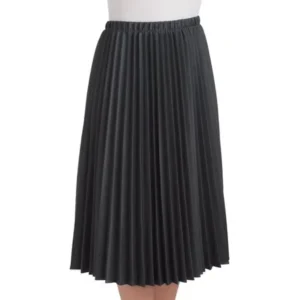 Women's Pleated Mid Length Midi Skirt, Large, Black - Made in the USA