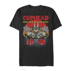 Men's Cuphead Don't Deal Snake Eyes T-Shirt Black