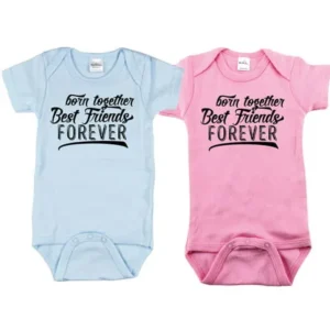 Twin Boy and Girl Bodysuits, Includes 2 Bodysuits, 0-3 Month BTBFF