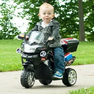 Ride on Toy, 3 Wheel Motorcycle Trike for Kids by Hey! Play! â€“ Battery Powered Ride on Toys for Boys and Girls, 2 - 5 Year Old - Black FX