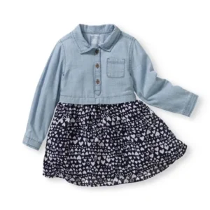 Toddler Girl Chambray And Chiffon Dress