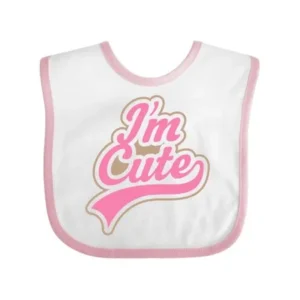 I'm Cute baby girl Baby Bib White/Pink One Size