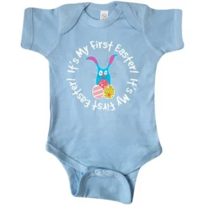 Inktastic Baby's 1st Easter (Blue) Infant Creeper First Bunny Rabbit Cute Spring