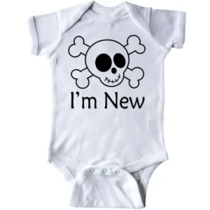 Inktastic I'm New Cute Skull Baby Infant Creeper Boy Childs Clothing Shower Gift