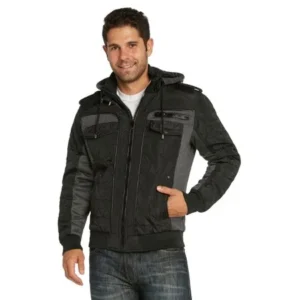 Maximos Mens Winter Coat Quilted Puffer Jacket Removable Hood 9 Crowns (Style D - Black, 3XL)