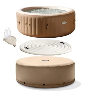 Intex PureSpa 77 Inch 4 Person Inflatable Hot Tub Spa with Cup Holder & Cover