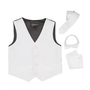Premium Boys White Diamond Vest 300 Set~4