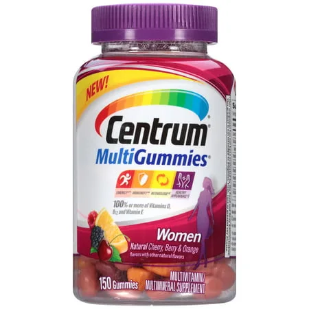 Centrum MultiGummies Women (150 Count, Natural Cherry, Berry, Orange Flavor) Multivitamin/Multimineral Supplement Gummies