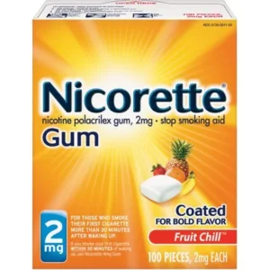 Nicorette 2mg Fruit Chill Stop Smoking Aid Gum 100 ct Box