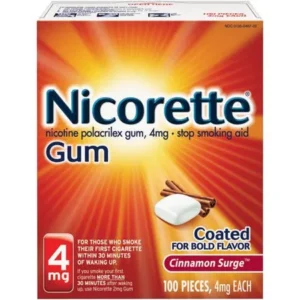 Nicorette 4mg Cinnamon Surge Stop Smoking Aid Gum 100 ct Box