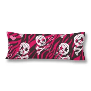 ABPHOTO Seamless Zebra Heart Skull Print Body Pillow Covers Case Protector 20x60 inch