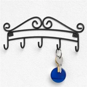 "Scroll Wall Mount Key Rack Holder - (Size: 3 3/4"" H x 9"" W x 1"" D) - Color: Black - 2 Pack By Spectrum"