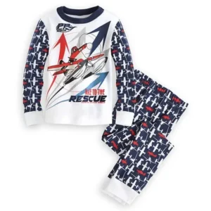 Disney Store Boys Dusty - Planes - "Race to the Rescue" PJ PALS Pajama Set, White/Blue, Size 2