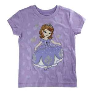 Disney Store Girls Sofia the First Purple Short Sleeve Tee T-Shirt