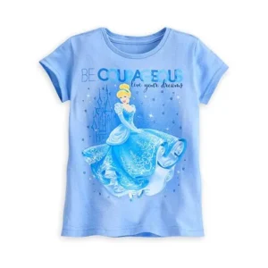 Disney Store Girls Cinderella "Be Courageous Live Your Dreams" T-Shirt, Blue, Size 2/3