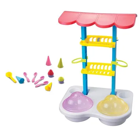 Lightahead Ice Cream Shop on the Beach. 16 pc Icecream shop stand,Cones,spoons Toys Playset for Kids Children Beach Sand Set. Great Holiday Activity Gift for Kids