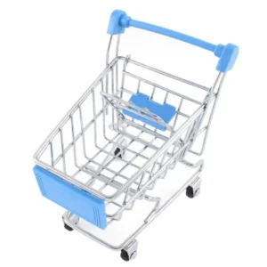 Ornament Size Unique Bargains Sky Blue Movable Mini Shopping Cart Handcart Model Toy