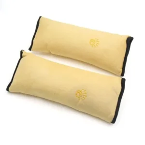 2Pcs Beige Car Seat Belt Pillow Safety Shoulder Strap Cushion Cover for Kids