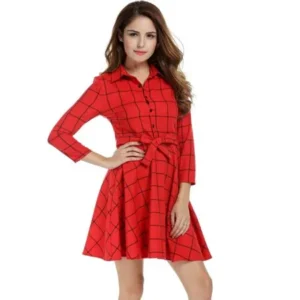 PESTE Clearance Sales ! Women Long Sleeve Plaid Pattern Tunic Tops Shirt Casual Dress