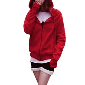 Unique Bargains Women's Zip Closure Long Sleeves Drawstring Hoodie