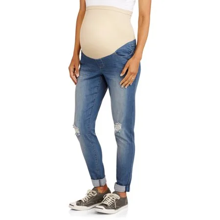Planet Motherhood Maternity Full-Panel Distressed Skinny Jeans