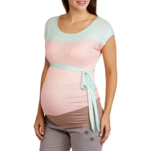 Maternity Colorblock Tie Waist Top