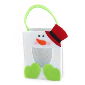 Unique Bargains Festival Felt Foldable Snowman Design Christmas Shopping Bag