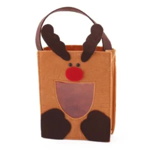 Unique Bargains Festival Felt Foldable Reindeer Decor Christmas Shopping Bag