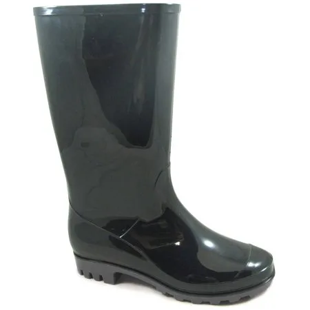 Women's Solid Black PVC Boot