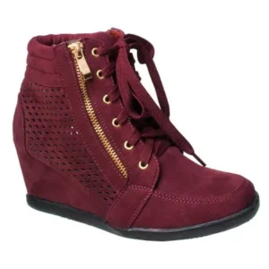 Women High Top Wedge Heel Sneakers Platform Lace Up Shoes Ankle Bootie (FREE SHIPPING)